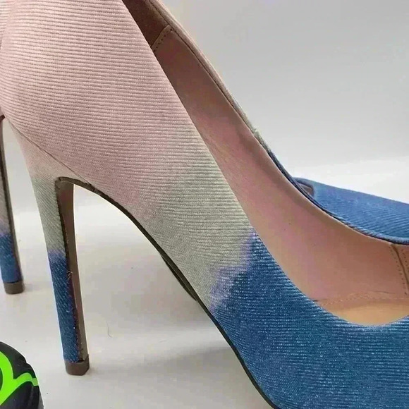 ShoeDazzle High Heels Pumps Denim Size 7.5 Light BLUE SOFT PINK Stiletto Pointed - Picture 12 of 12